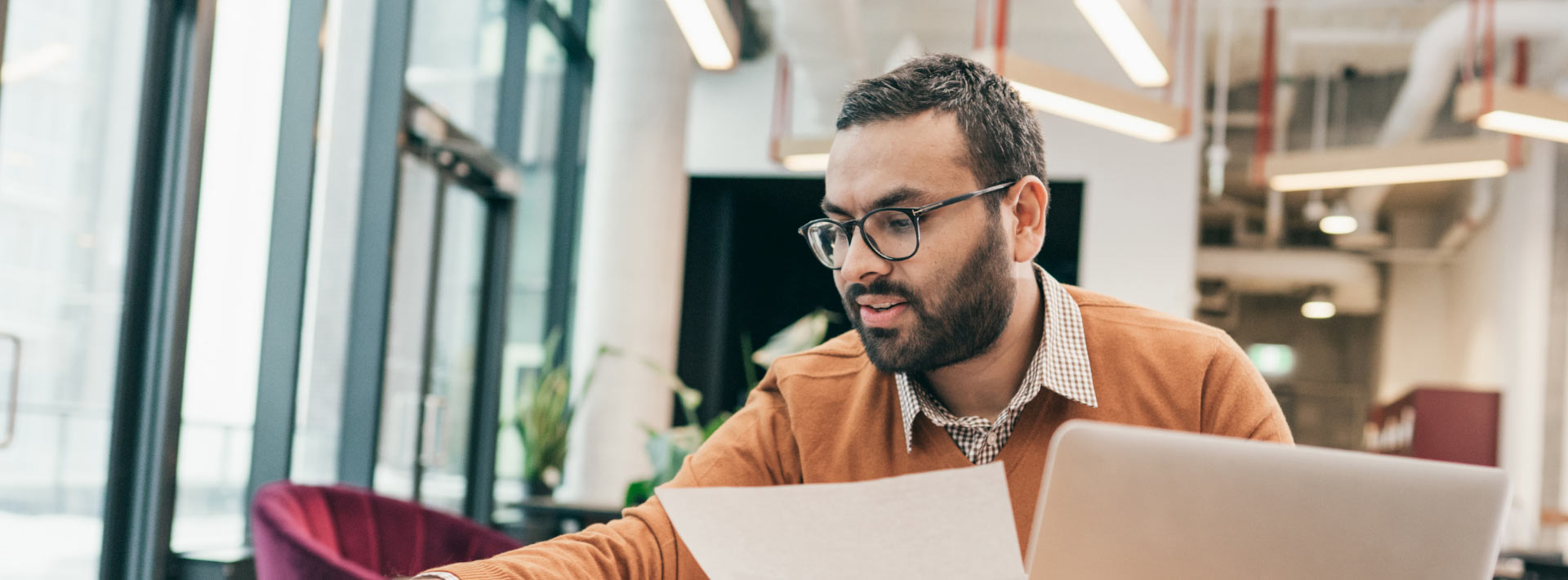 Person working in office space