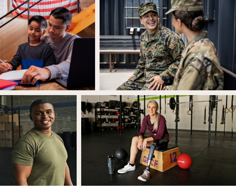 Grid of people in military and Veterans