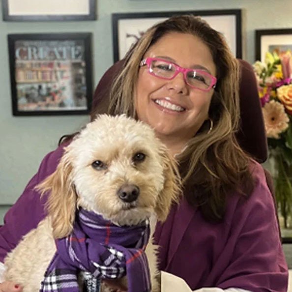 Emily E. with her dog