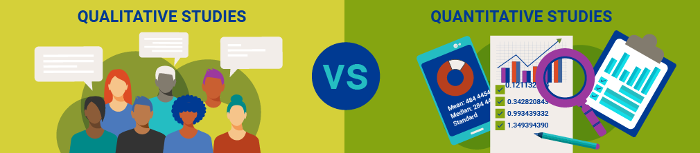 illustration of differences between qualitative and quantitative studies